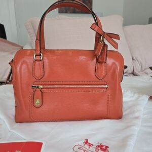 Coach Orange Leather Satchel Bag
